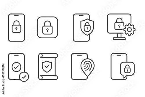 Security, protection line icon set. lock, privacy symbols line collection