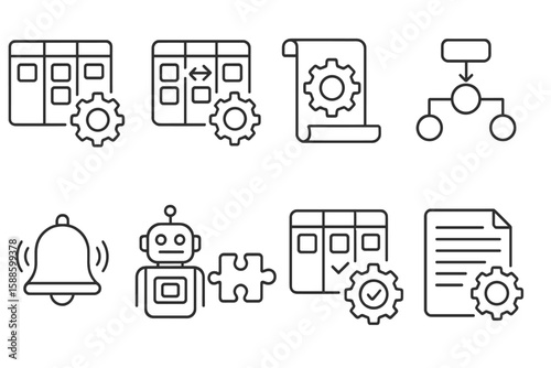 Project management line icon set. task, workflow, planning icons collection