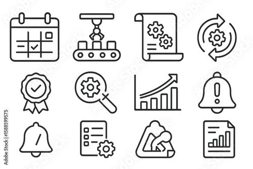 Business and management line icon set. workflow, analysis icons outline collection
