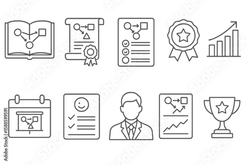 Business analysis linear icon set. strategy, planning icons line collection