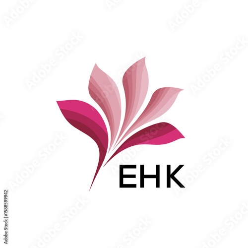 EHK Modern Floral Abstract Logo Design, EHK Later Logo, Creative Botanical Brand Identity
