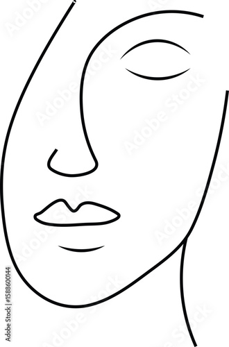 Beautiful woman's face vector illustration with elegant hair design, perfect for a fashion or beauty icon
