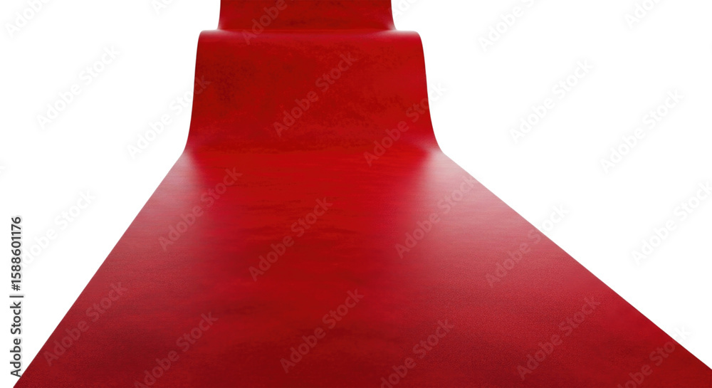 Obraz premium Red carpet rolled out for a special event, isolated on transparent bg, cutout png