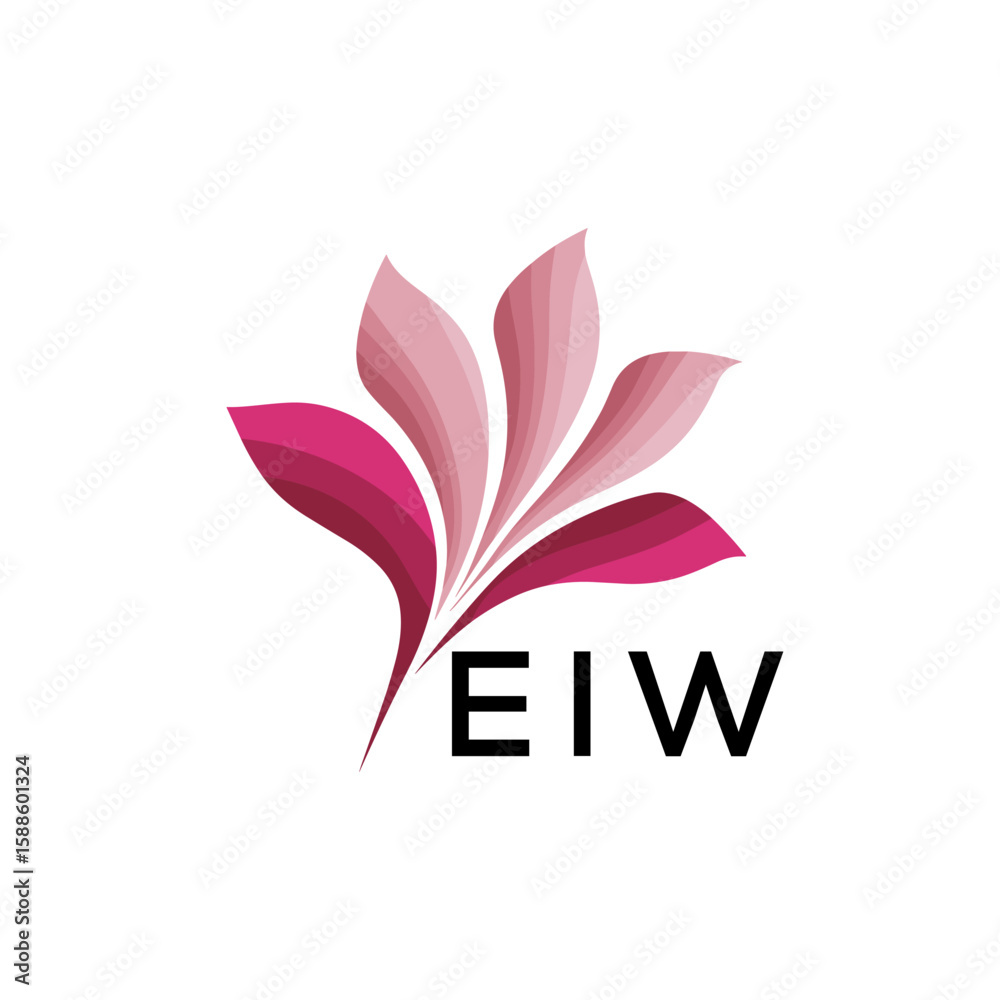 Obraz premium EIW Modern Floral Abstract Logo Design, EIW Later Logo, Creative Botanical Brand Identity 