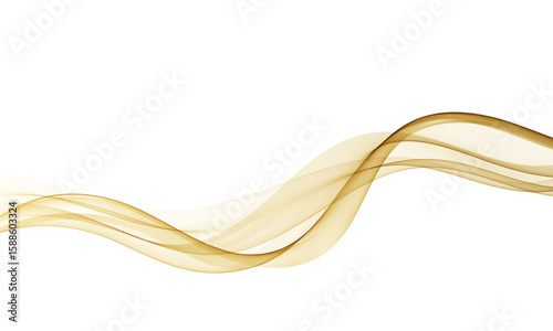 Golden brown abstract waves on white