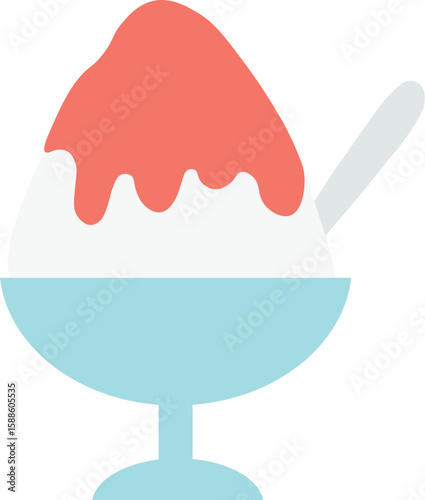 かき氷のイラスト・いちご味・夏・シャーベット