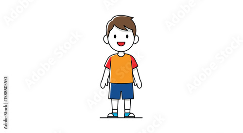 Happy young boy standing outdoors feeling energetic and ready for fun and playtime activities