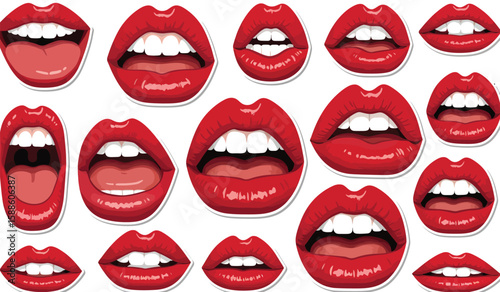 Collection of Red Lips Illustrations for Design