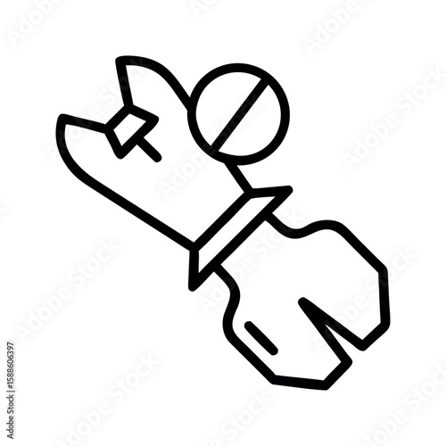 Broken bone medical symbol with wrench tool injury