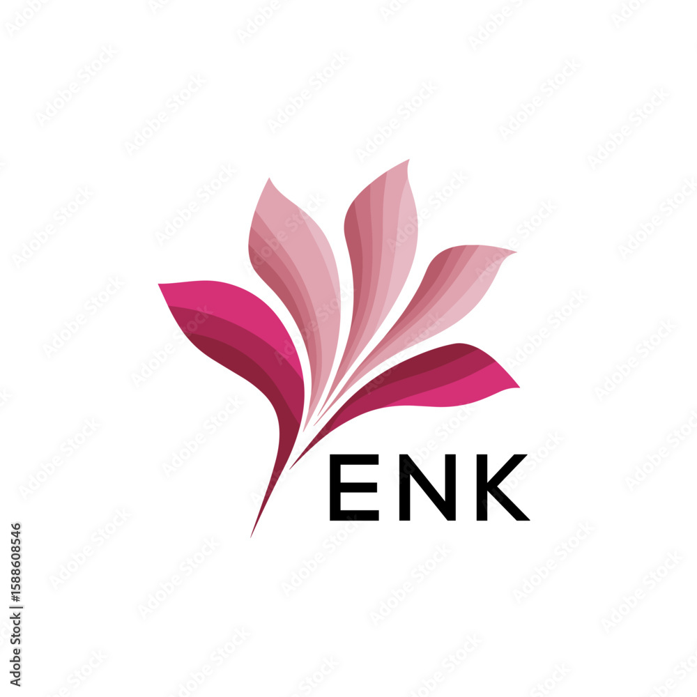 Obraz premium ENK Modern Floral Abstract Logo Design, ENK Later Logo, Creative Botanical Brand Identity 