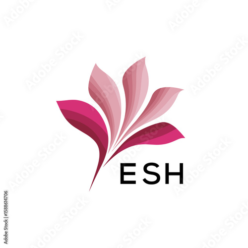 ESH Modern Floral Abstract Logo Design, ESH Later Logo, Creative Botanical Brand Identity, Minimalist Nature Inspired Logo. 
