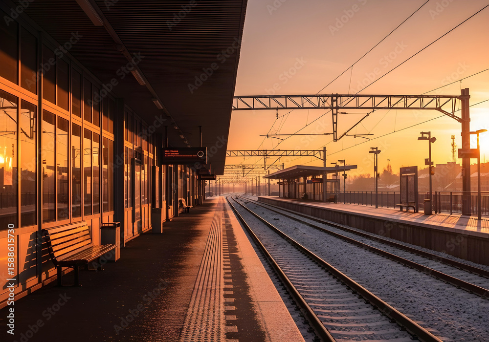 Obraz premium train at sunset
