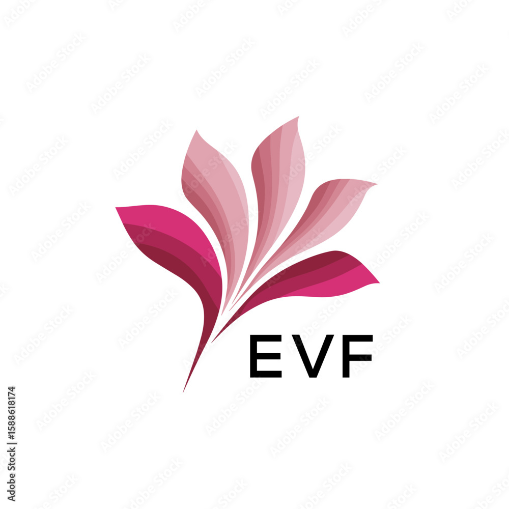Fototapeta premium EVF Modern Floral Abstract Logo Design, EVF Later Logo, Creative Botanical Brand Identity, Minimalist Nature Inspired Logo. 