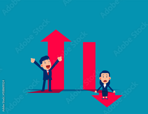 Business risk. Successful and failed business person