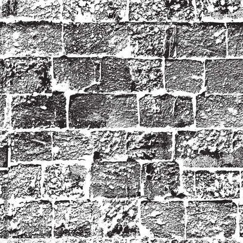 Vector seamless pattern or background with realistic brick wall, stone. On the topic of construction, funeral services. Old shell rock with holes. Wallpaper, tile, fabric, tombstone,  memorial. No ai