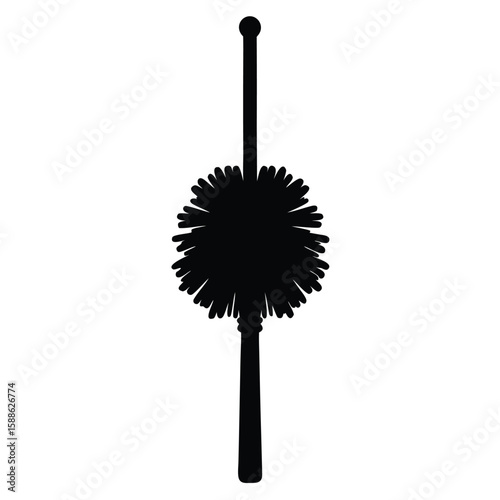 Black silhouette of a toilet brush with a spherical bristle head