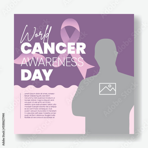 Editable National Cancer Awareness Day social media post banner, square flyer, or poster vector template