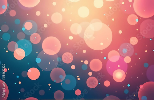kaleidoscopic blend vibrant swirling circles dots dominates frame set soft focus gradient backdrop warm pastel