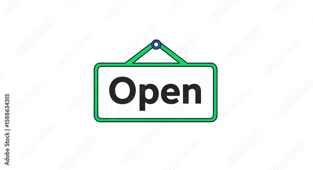 Green Open sign graphic for business retail store shop entrance symbol Green Open sign graphic for business retail store shop entrance symbol