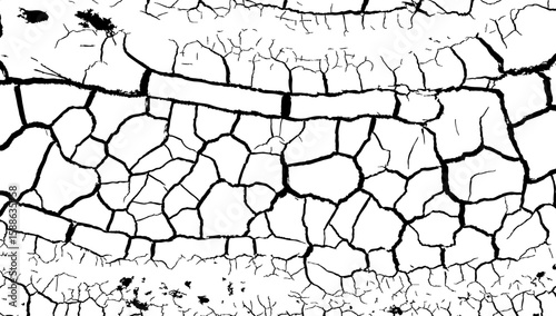 Ground cracks vector, Black and white graphics of a cracked texture, Earth cracks vector texture, Grunge texture, Crack ground texture for an abstract background