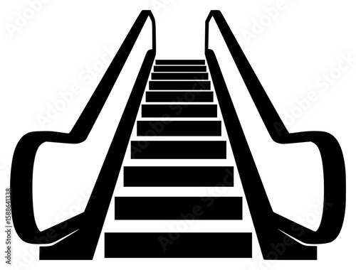 Escalator Silhouette with Steps and Handrails