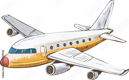 Isolated on white, a sleek aircraft, perhaps a Boeing or Airbus, is captured mid-flight, perfect for aviation, travel, or transportation visuals
