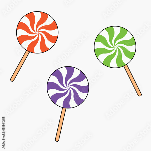 candy, lollipop on a stick of different colors isolate
