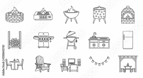 Outdoor Living Essentials Line Art Collection of Furnishings and Appliances for Your Backyard