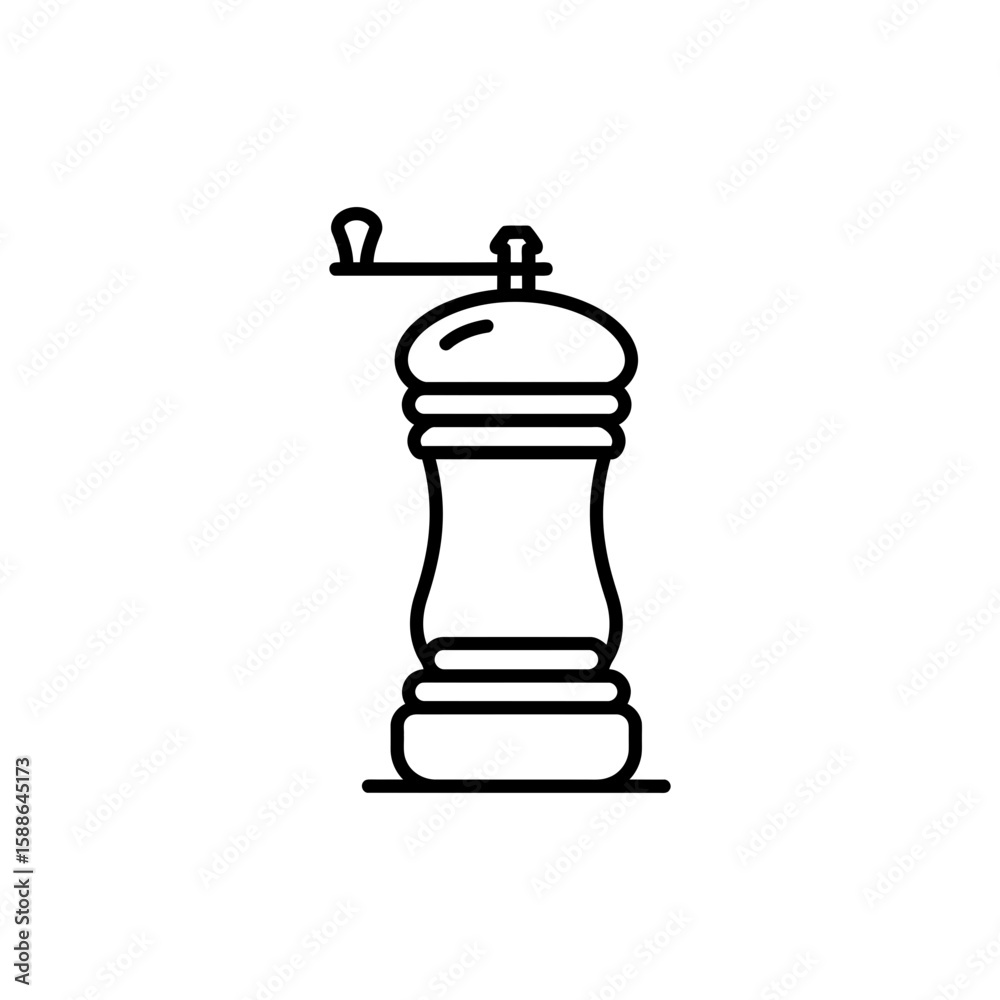 Fototapeta premium Minimal black icon of a spice grinder for kitchen use