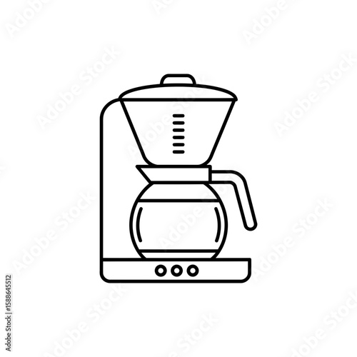 Minimalist black icon of a thermal carafe brewer in outline style