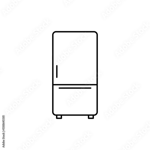 Minimalist icon of a drawer-style fridge in black line style