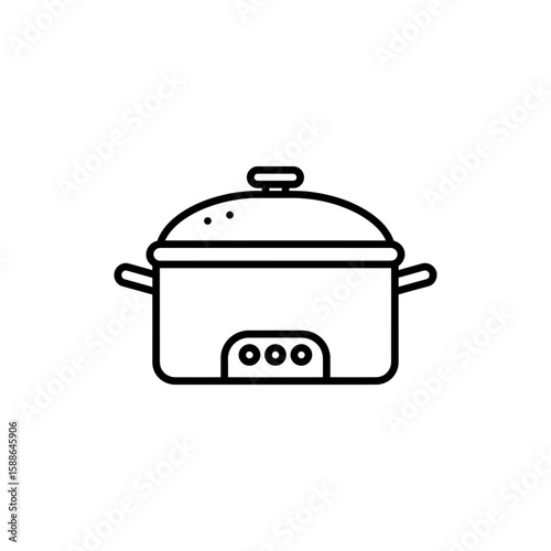 Outline icon of a glass lid cooker in minimal black style