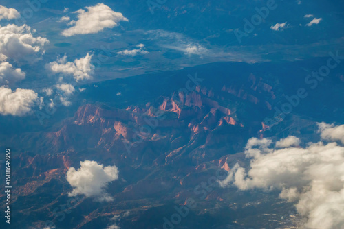 Bild auf Leinwand Aerial view of Timber Top Mountain at Zion National Park in Utah, USA with rugge