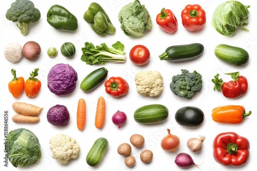 Wallpaper Mural Fresh Colorful Vegetable Assortment on White Background Torontodigital.ca