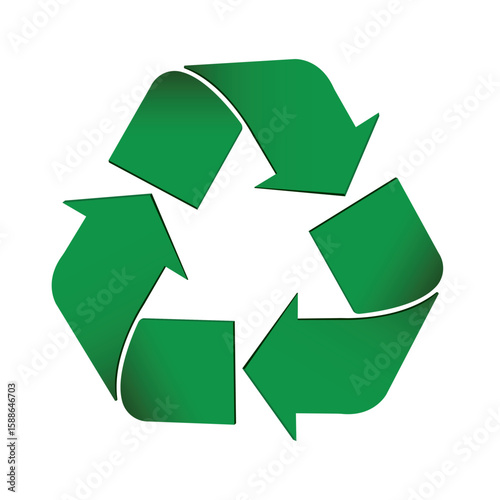 Green Recycling Symbol. Reducing waste and reusing, zero waste. Vector illustration
