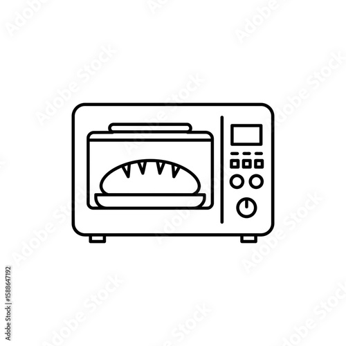 Thin outline icon of a compact bread oven kitchen appliance