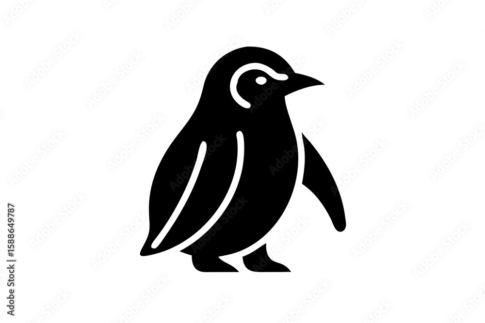 Obraz premium Black and White Penguin Vector Clipart Set for Minimalist Wall Art and DIY Crafts