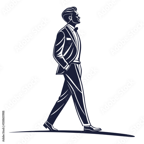Elegant Man in Tuxedo:  Profile Vector Illustration