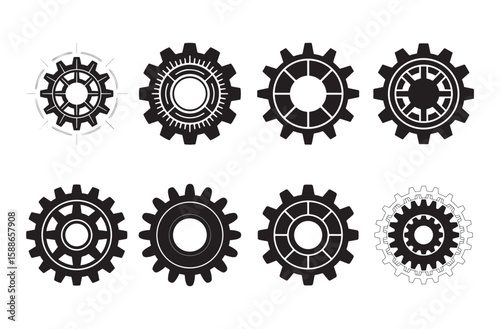 Black gears mechanical components cogs