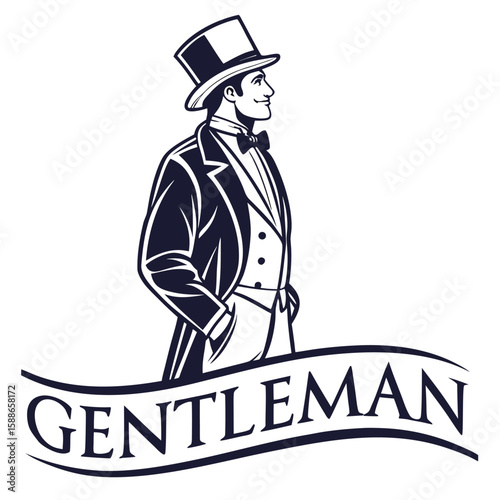 Elegant Gentleman: Classic Tuxedo Illustration