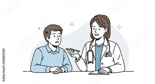 Doctor Explaining Diagnosis to Patient with Concern - Medical Consultation Illustration