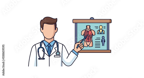 Doctor Explaining Human Anatomy - Healthcare Illustration for Medical Education and Diagnosis Training