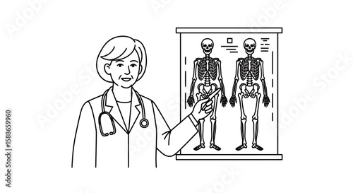 Medical Professional Explaining Human Anatomy Illustration for Healthcare Education and Awareness
