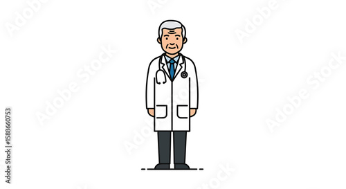 Senior Doctor Portrait Professional Health Care, Medical Illustration and an Elderly Physician, Stethoscope