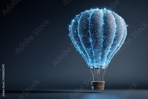 Wallpaper Mural A colorful hot air balloon floating in the sky,  This unique illustration combines the classic charm of a hot air balloon with a modern technological twist. Torontodigital.ca