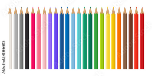 A set of colored pencils for drawing. Back to school concept. Vector isolated illustration