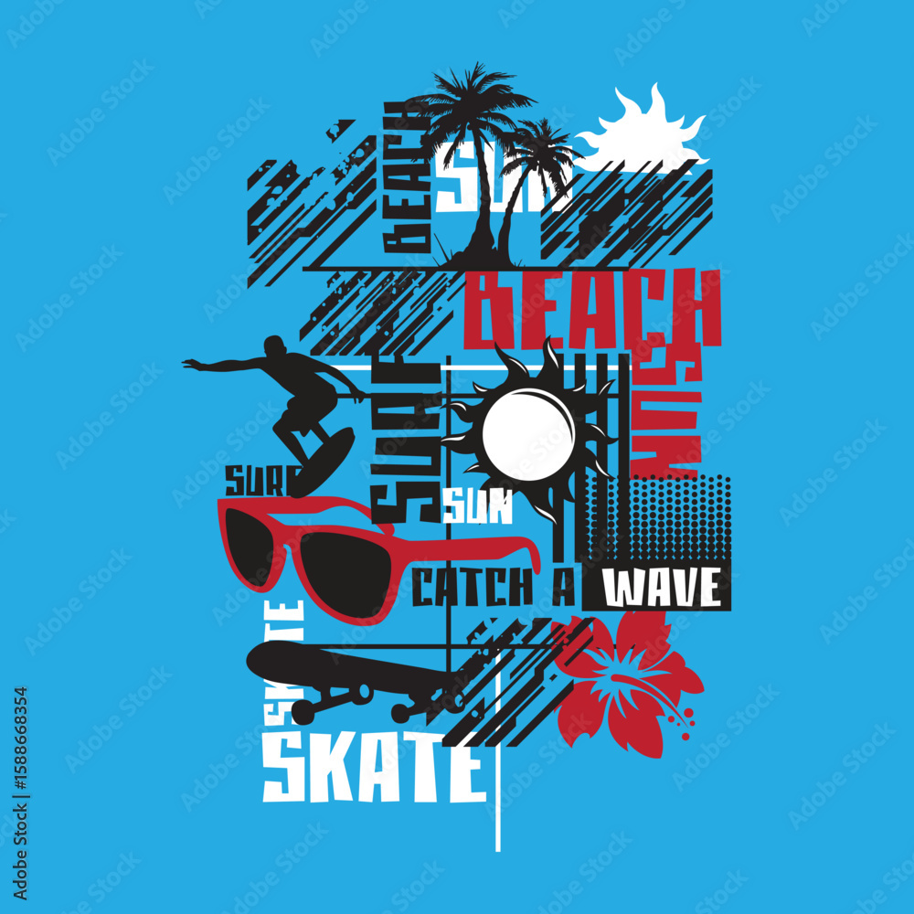 Obraz premium Tshirt Design with sunset text