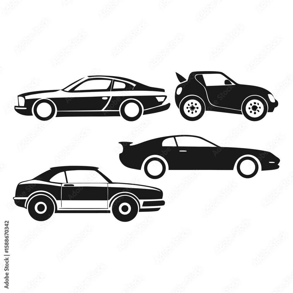Set of Classic and Modern Sports Car Silhouettes – Vector Illustration Set of Classic and Modern Sports Car Silhouettes – Vector Illustration