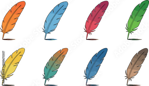 Flat feather icon set