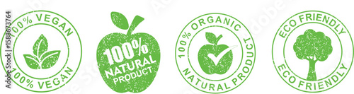 Natural Organic Food Icon Label – Eco-Friendly Vector Badge for Healthy Product Packaging and Branding